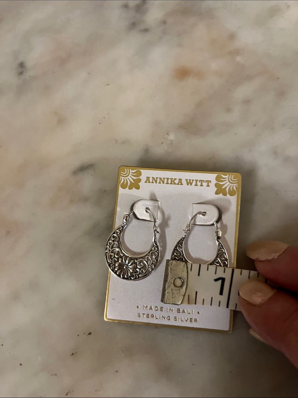 Annika Witt Sterling Silver Floral Hoop Earrings - Silver - Picture 10 of 11